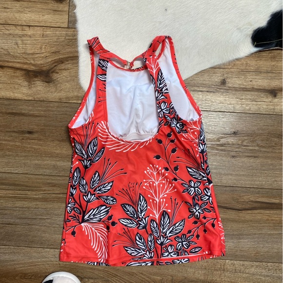 Tummy Control Long Torso Tankini Swimsuits For Women-Red Floral - Picture 7 of 8